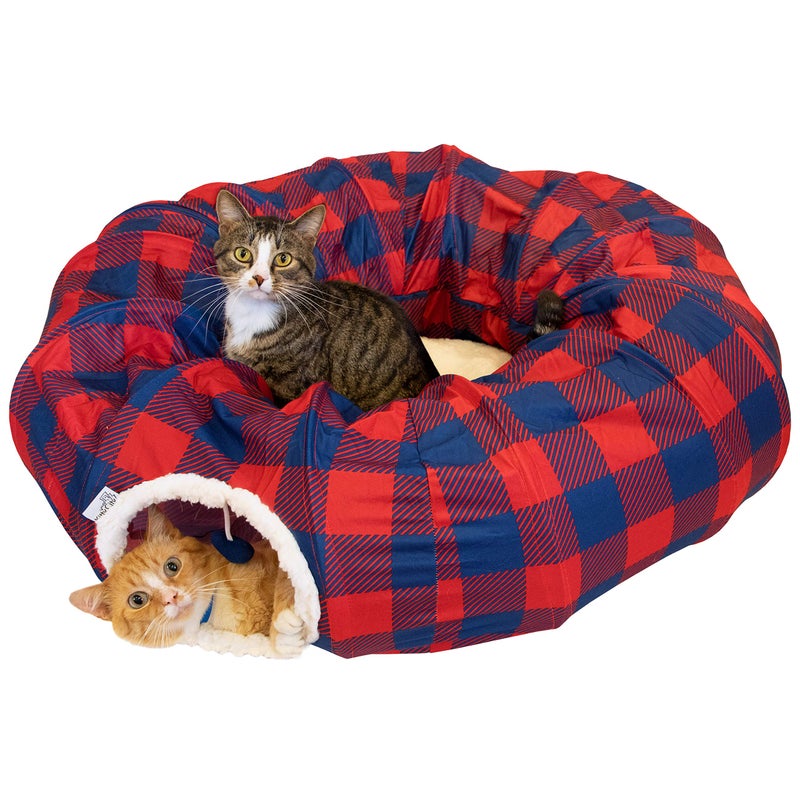 Kitty City Plaid Tunnel Bed - Image 1